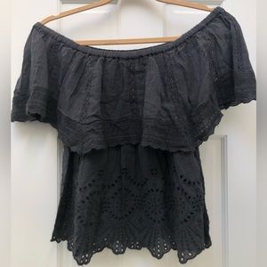 American Eagle Off Shoulder Blouse - Charcoal, Size M